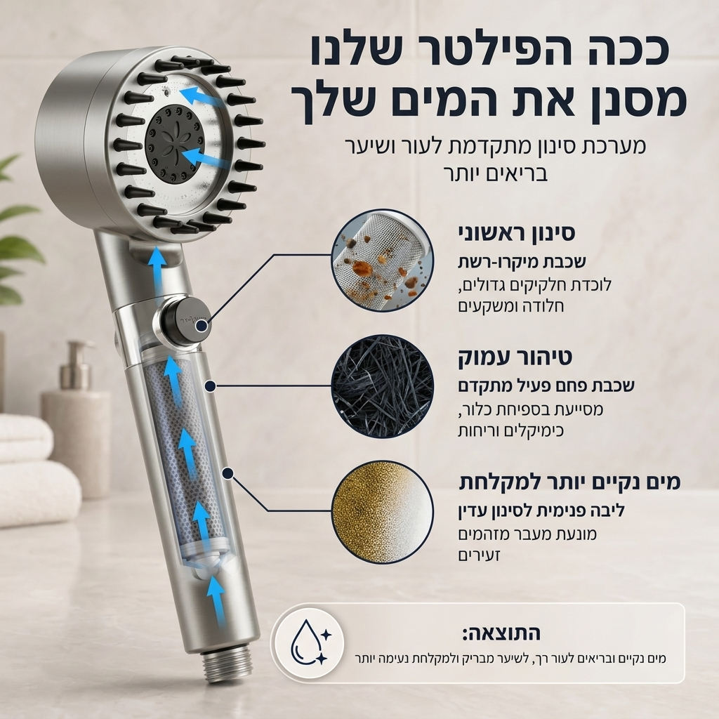 TrueFlow - ראש המקלחת שמוציא את הכלור והאבנית מהמים שלך