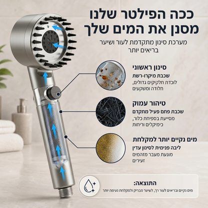 TrueFlow - ראש המקלחת שמוציא את הכלור והאבנית מהמים שלך